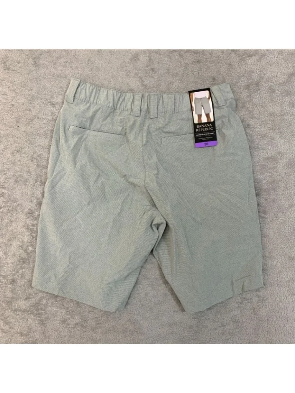 NWT Banana Republic Men's 30 Gray Comfort Flat Front Shorts Stretch Fabric